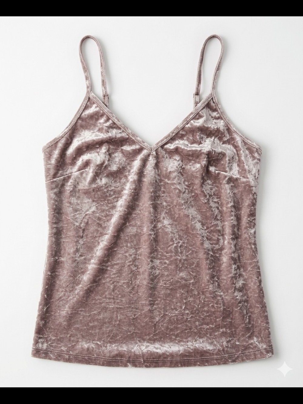love, Fire Crushed Velvet V-Neck Cami in Dusky Rose